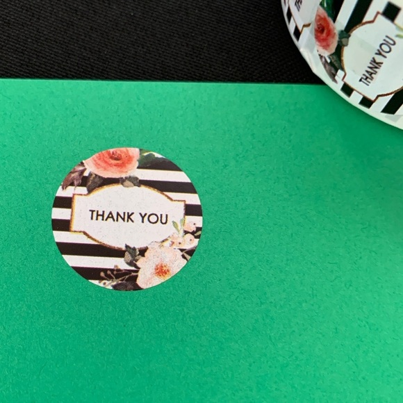 Thank You Sticker Labels 500 labels on roll. 1” Round NWT Black & White - Picture 2 of 5